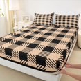 thumbnail image 3 of Homewish Square Buffalo Plaid Twin Sheet Sets, Black Wheat Stripes Abstract Twin Fitted Sheet, Chic Vintage Fashion Flat Sheet, Ultra Soft Bedroom Decor, 3 Pieces, 3 of 7