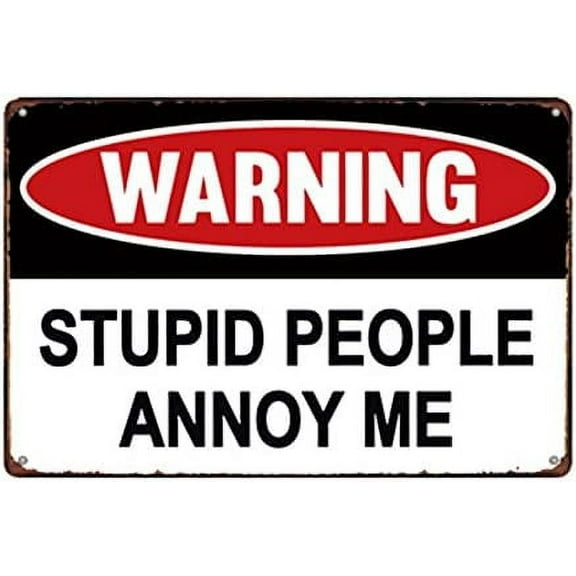 metal tin sign Stupid People Annoy me Warning Sign Bar Cafe Garage Wall Decor Retro Vintage 7.87 X 11.8 inch