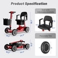 thumbnail image 5 of EAGLOG Lightweight Mobility Scooter for Seniors, Foldable Motorized Scooters with Removable Lithium Battery, Pneumatic Tires, Airport Approved, 24.8 Miles Range, 330lb Capacity, Red, 5 of 12