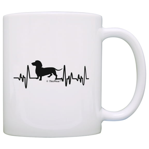 ThisWear Dachshund Gifts for Women Dog Lover Heartbeat Weiner Dog Dachshund Themed Gifts Dog Dachshund Lover 11 ounce Coffee Mug