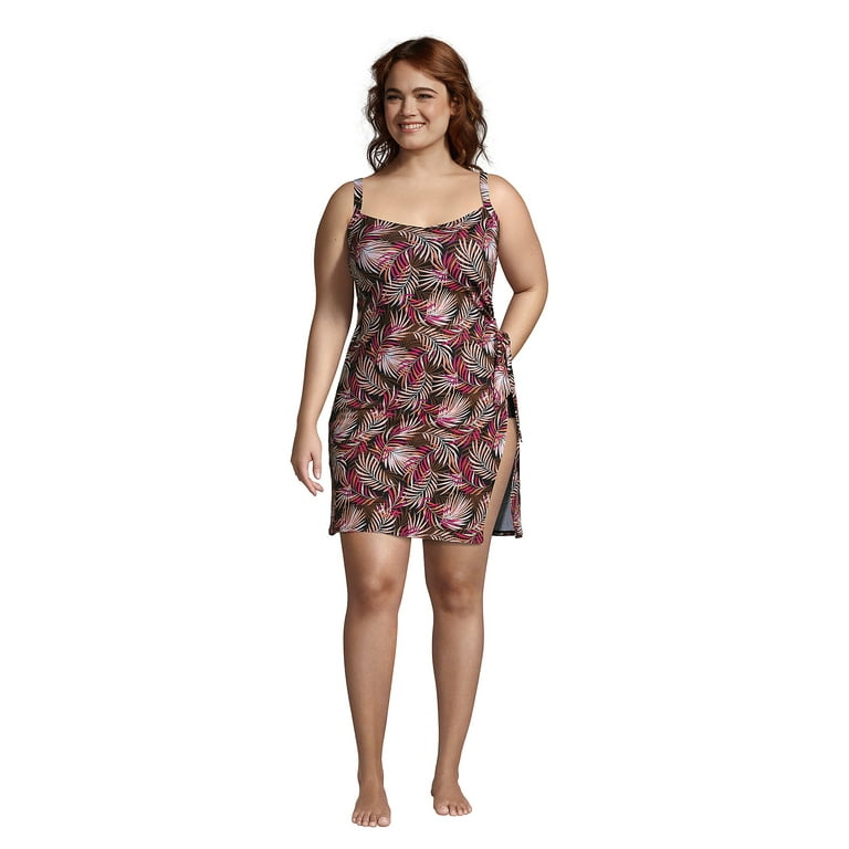 Lands End Women s Plus Size Chlorine Resistant Sweetheart Swim Dress One Piece Swimsuit Adjustable Straps Walmart