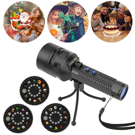 Led Projector Lights, Christmas Halloween Projector Light, Battery Operated Holiday Projector & Handheld Flashlight 2 in 1 Projector Flashlight with 3 Slides 33 Patterns For Home Party Decorations