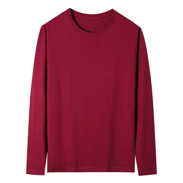 Viluyesy Chandail à Manches Longues pour Homme Col Ras du Cou Grande Taille Extensible Doux Léger Chandail à Enfiler T-Shirt Décontracté pour Homme pour l'Extérieur Chandail Mode Rouge 2TG