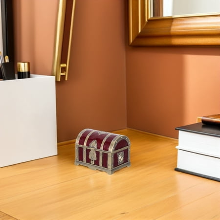 Nicehomfit Decorative Vintage Dark Red Jewelry Box with Lock Keepsake Storage for Home Use