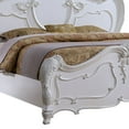 thumbnail image 4 of Benjara Rosy Queen Size Bed, Carved Details, Turned Legs, White Solid Wood Frame, 4 of 6