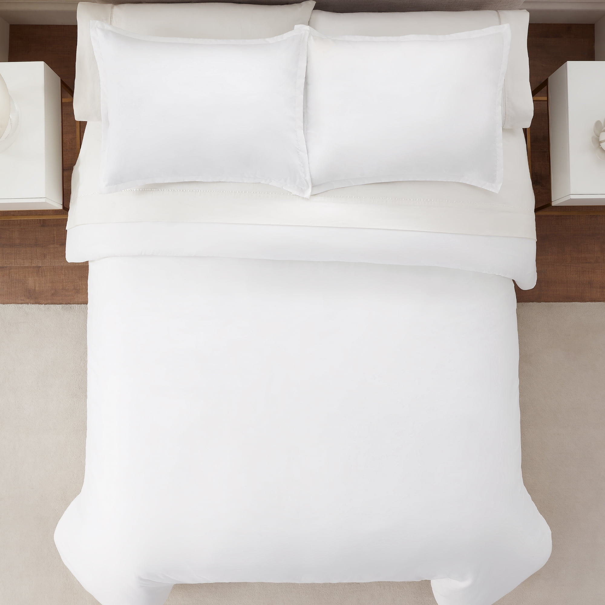 Serta Simply Clean 3-Piece Solid Duvet Set, White, King