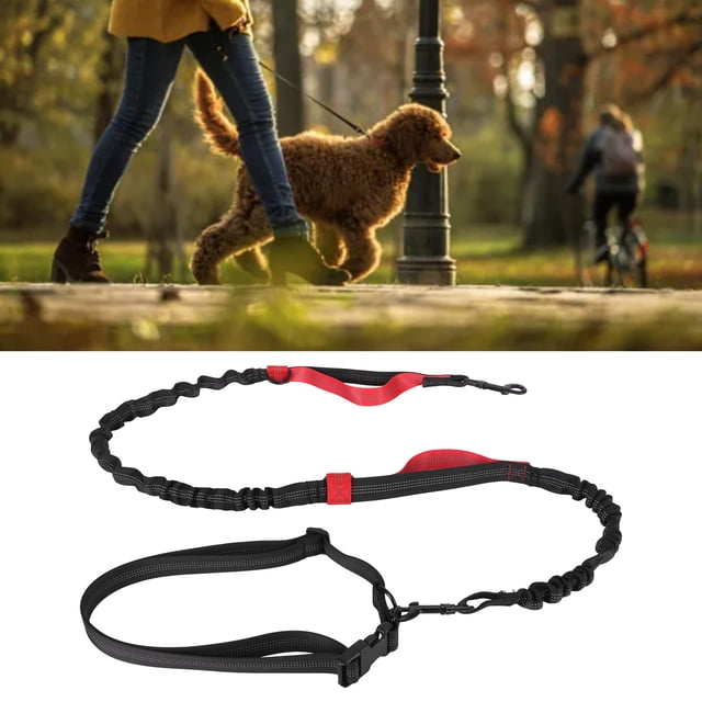 Heavy Duty Bungee Dog Leash, 360 Degrees Rotation Durable Nylon Reflective Strip Elastic Dog Leash with 2 Padded Handles for Large Dogs for Training Blue,Black,Red,Orange