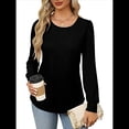thumbnail image 4 of Blusas Tipo Túnica de Larga Abullonada para Mujer, con Cuello Redondo Plisado, Elegantes, Informales, Holgadas, para Invierno y . Negro L, 4 of 6