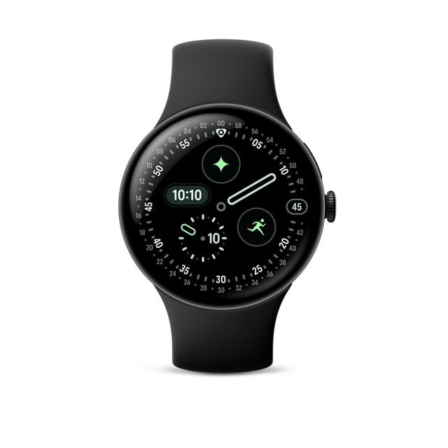 Google Pixel Watch 4 (WiFi), 45mm Matte Black Aluminum Case with Obsidian Active Band