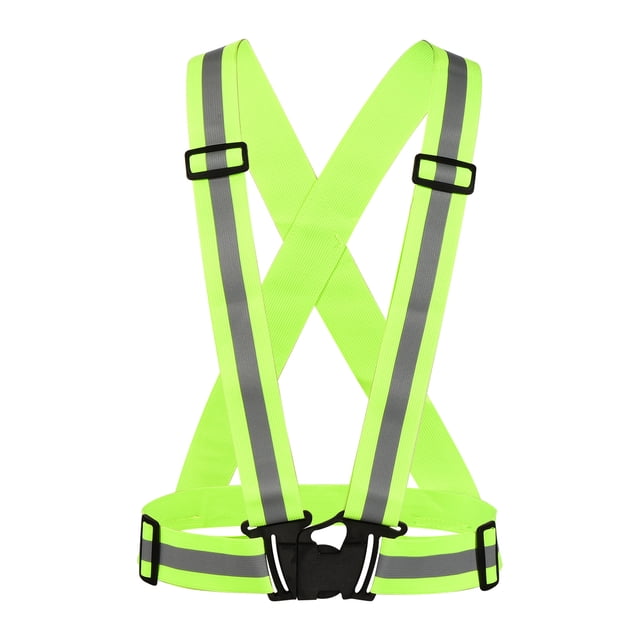 Chaleco Reflectante Ajustable de Alta Visibilidad Uxcell 1.5" Franja para Ciclismo, Correr, Caminar Verde