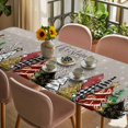 thumbnail image 3 of Merry Christmas Table Cloths for 8 Foot Rectangle Tables, Farmhouse Xmas Tree Winter Snowflake Grey Patio Waterproof Elastic Fitted Tablecloths, Washable Rectangular Table Cover for Camping, 3 of 8