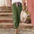 thumbnail image 4 of Joernso Women Casual Pants Mid-rise Buttons Fly Long Pants Pockets Design Solid Color Straight Wide Leg Long Trousers Streetwear, 4 of 7