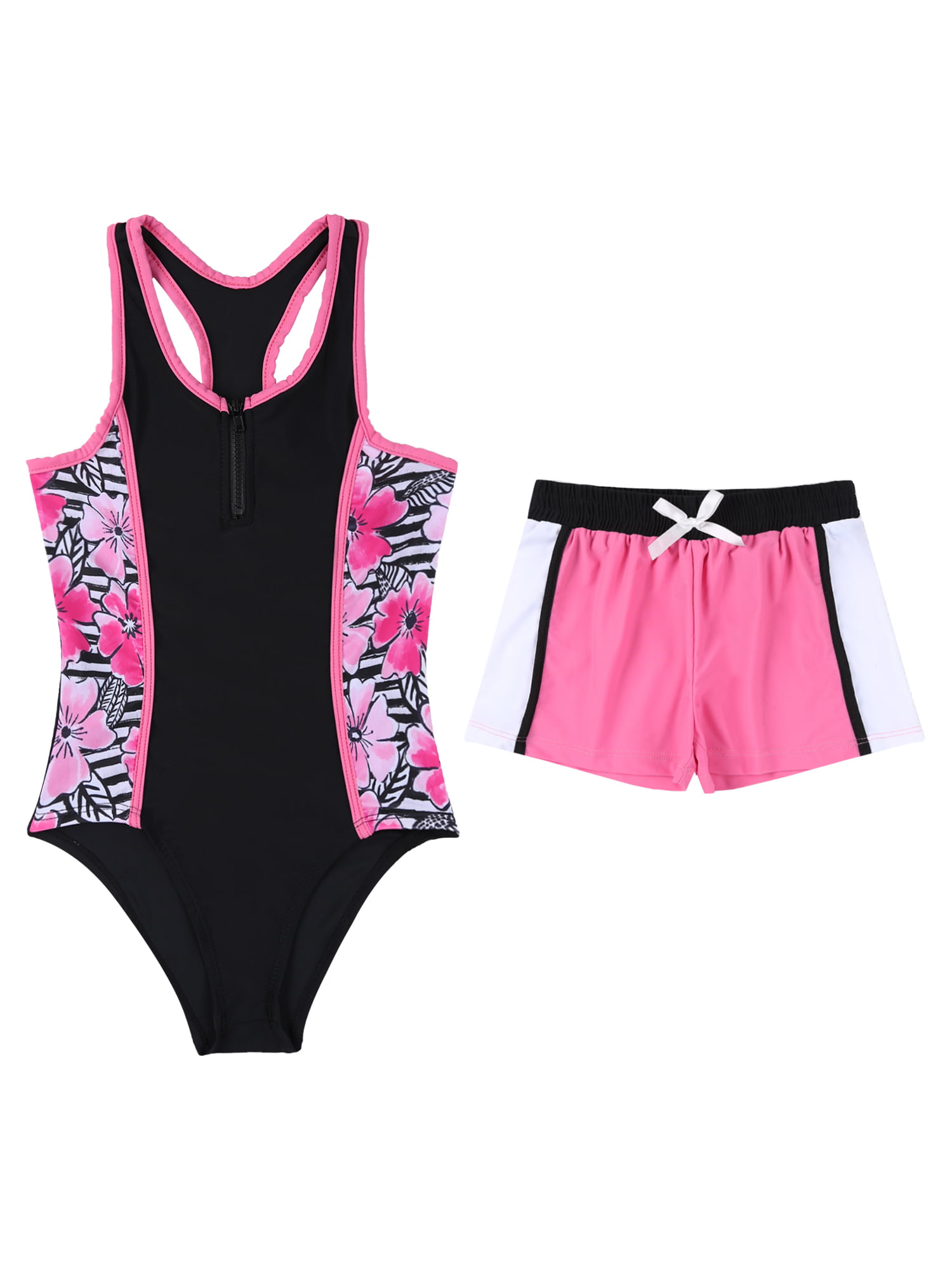 renvena Kids Girls 2-Piece Swimsuits Racer Back Jumpsuit with Bottoms ...