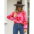 thumbnail image 4 of Women'S Sweater Fall Long Sleeve Crewneck Tops Knit Oversized Pullover Casual Print Tops, 4 of 8