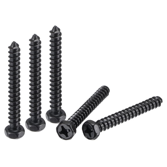 Uxcell 1/4" x 2" Carbon Steel Phillips Head Half Thread Self-Tapping Hex Lag Screws 10 Pack