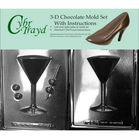 - 3D Two-Mold Set Martini Glass Chocolate Candy Mold with Exclusive Cybrtrayd Copyrighted Molding Instructions