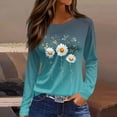 thumbnail image 5 of Womens Long Sleeve Pullover Tshirts Fashion Casual Fall Crewneck Shirts Soft Comfy Graphic Tops Trendy Clothes, XXL Green, 5 of 5