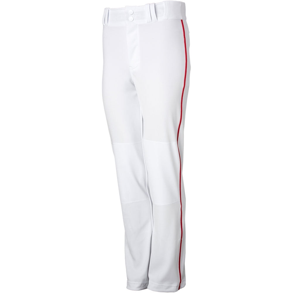 Wire2wire Men's Tournament Open Bottom Piped Baseball Pant White ...