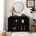 thumbnail image 2 of Oufan Farmhouse Sideboard Cabinet, Wooden Buffet Cabinet with 2 Fluted Doors & 2 Outlet Holes, Narrow Coffee Bar Cabinet for Living Room, Kitchen, 2 of 11