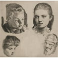 thumbnail image 3 of Frans Schwartz 12x12 Black Modern Framed Museum Art Print Titled - Sample Plate; Five Heads (1898 - 1899), 3 of 5
