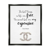 Stupell Industries Second Best Things In Life Quote Fashion Brand Glam Text Jet Black Framed Floating Canvas Wall Art, 24x30, by Ziwei Li
