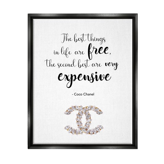 Stupell Industries Second Best Things In Life Quote Fashion Brand Glam Text Jet Black Framed Floating Canvas Wall Art, 24x30, by Ziwei Li