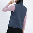 thumbnail image 4 of IROINNID Women's Sleeveless Zip Up Jacket Turndown Lapel Short Cover-up Stand Collar Pure Color Pocket Plush Warm Vest, Dark Blue, 4 of 5
