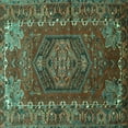 thumbnail image 1 of Ahgly Company Machine Washable Indoor Square Persian Turquoise Blue Traditional Area Rugs, 8' Square, 1 of 4