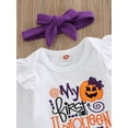 thumbnail image 5 of My First Halloween Embroidery Long Sleeve Romper + Bow Tulle Skirt + Headband 3Pcs Outfits Set, 5 of 9