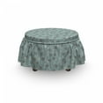 thumbnail image 3 of Vintage Ottoman Cover, Floral Rustic Garden, 2 Piece Slipcover Set with Ruffle Skirt for Square Round Cube Footstool Decorative Home Accent, Standard Size, Pale Blue Cream Umber, by Ambesonne, 3 of 5