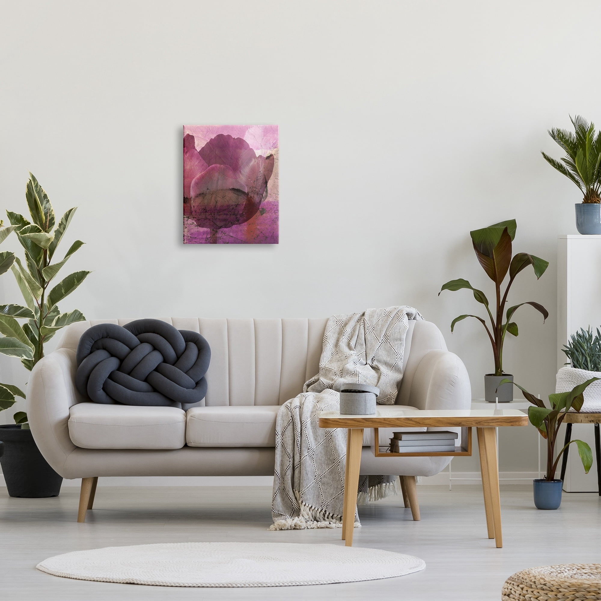 Stupell Abstract Pink Distressed Tulip Collage Botanical & Floral Painting Gallery Wrapped Canvas Print Wall Art