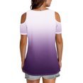 thumbnail image 4 of Soki Womens Tops Gradient Short Sleeved V-Neck Off Shoulder Fashionable Summer Clothes, 4 of 6