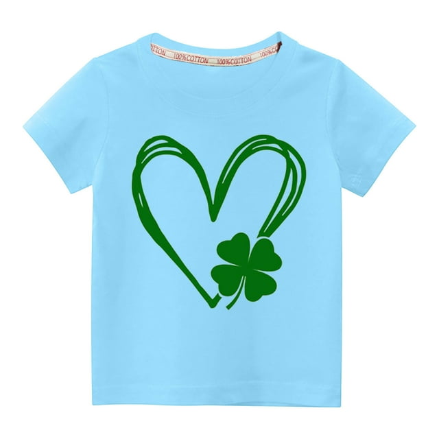 vdgthytj Enfants Garçons Filles T-Shirts de la Saint-Patrick Trèfle Graphique Col Rond Manches Courtes Hauts d'Été Blouse