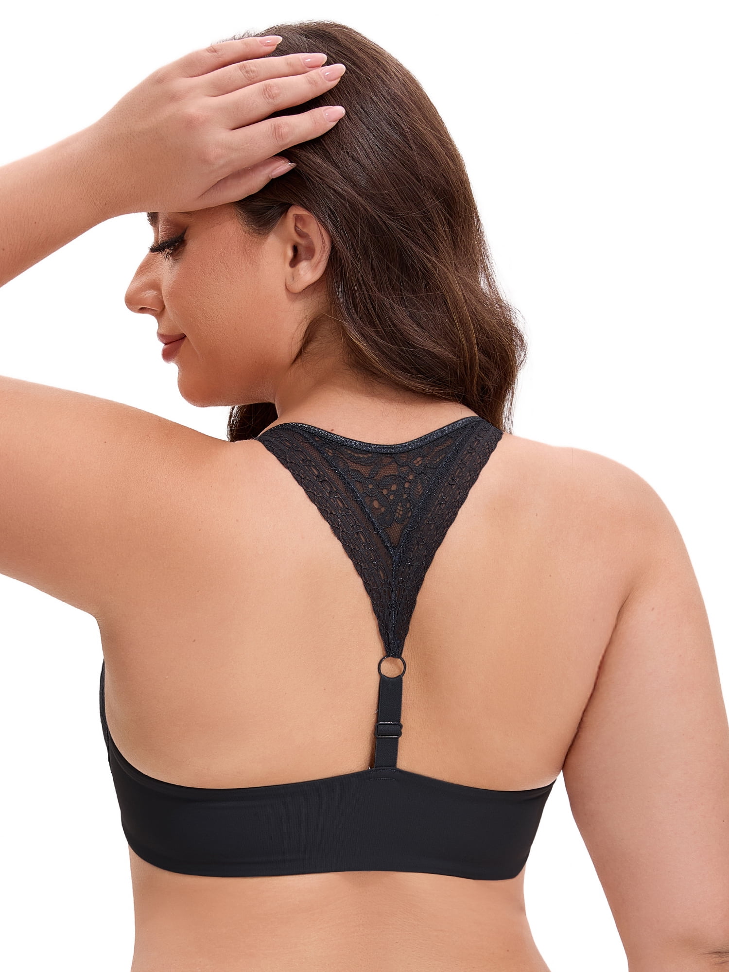 Unique Bargains Women's Lace Front Closure Push Up Underwire Bras Black 40 C