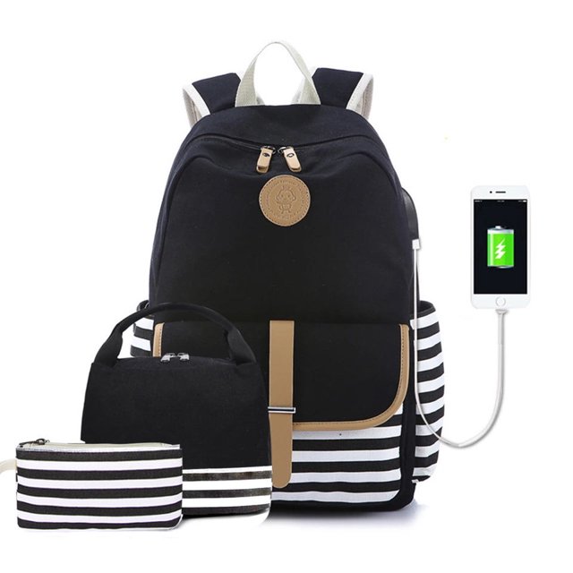 Bonita mochila para adolescentes y niños para la escuela, bolsa de computadora con carga USB, mochila para niños para viajes
