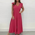 thumbnail image 2 of Maean Wide Leg Dress Jumpsuit for Women Causal Trendy Ruffled Sleeve V Neck Loose Rompers Plus Size Long Pants, 2 of 6