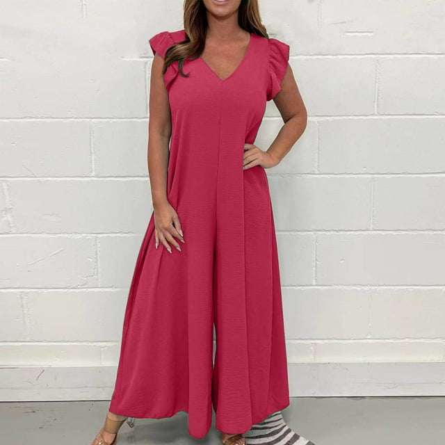 BEFOKA Pantalon pour Femmes Grande Taille, Liquidation de Pantalons d'Été pour Femmes, Combinaison à Col Rond à Manches Pointues de Couleur Unie pour l'Automne/hiver pour Femmes avec Ceinture et Laçage