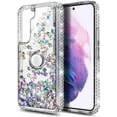 thumbnail image 3 of Nagebee Case for Samsung Galaxy S22+ Plus 5G with Tempered Glass Screen Protector (Full Coverage), Sparkle Glitter Liquid Bling Diamond [Ring Holder & Wrist Strap] Women Girls Case (Gem), 3 of 7
