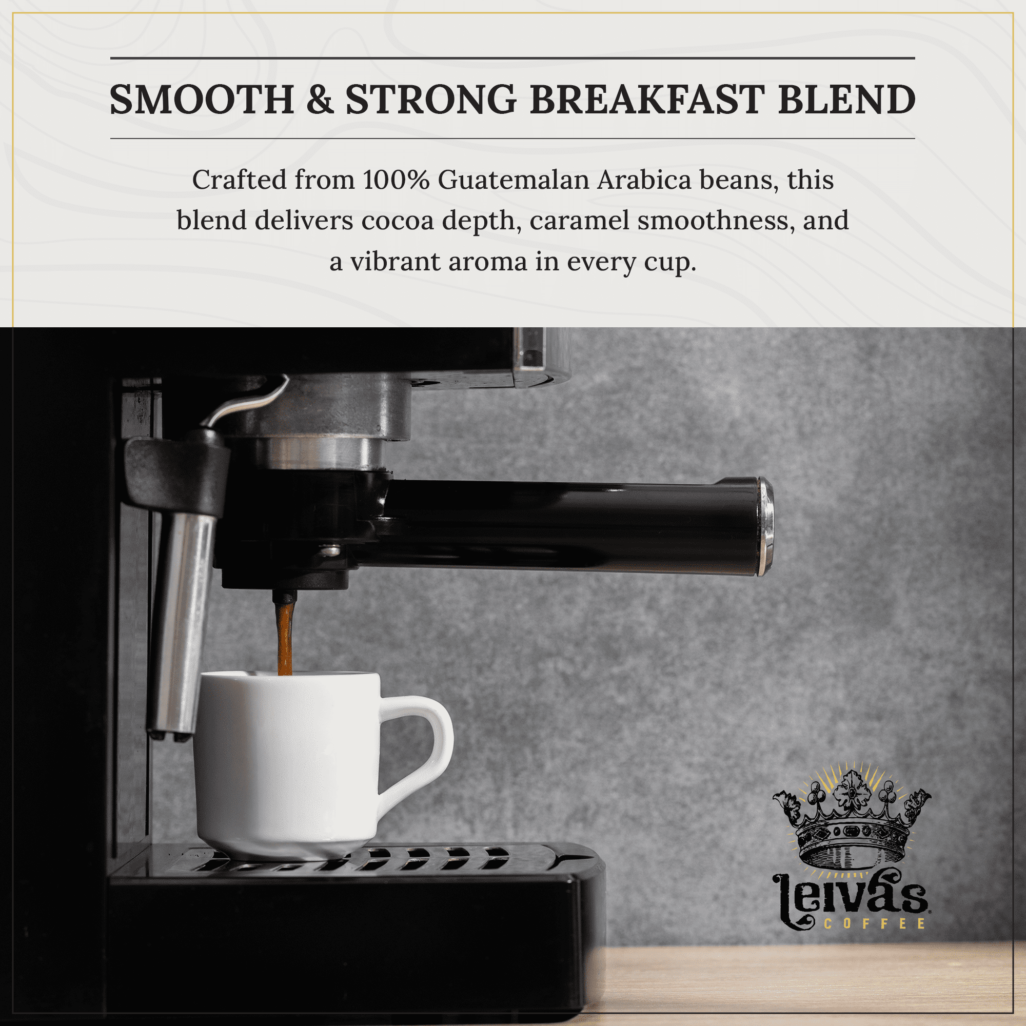 LEIVA'S COFFEE - Whole Beans Dark Roast - Breakfast Blend - Bold, Full-Bodied Flavor - Energizing and Satisfying - 8oz (2 Pack)
