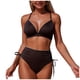 thumbnail image 2 of Traje de baño de 2 piezas para mujer, trajes de baño para mujer, bikini de moda de color liso con tirantes de flores, conjunto de dos piezas con abertura, traje de baño de nailon para mujer, 2 of 7