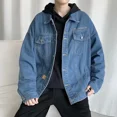 thumbnail image 3 of Chaqueta vaquera de otoño con botones azules para hombre, abrigos vaqueros de bolsillo gris para hombre, moda japonesa, alta calidad, vintage, precio bajo, talla grande GL, 3 of 5