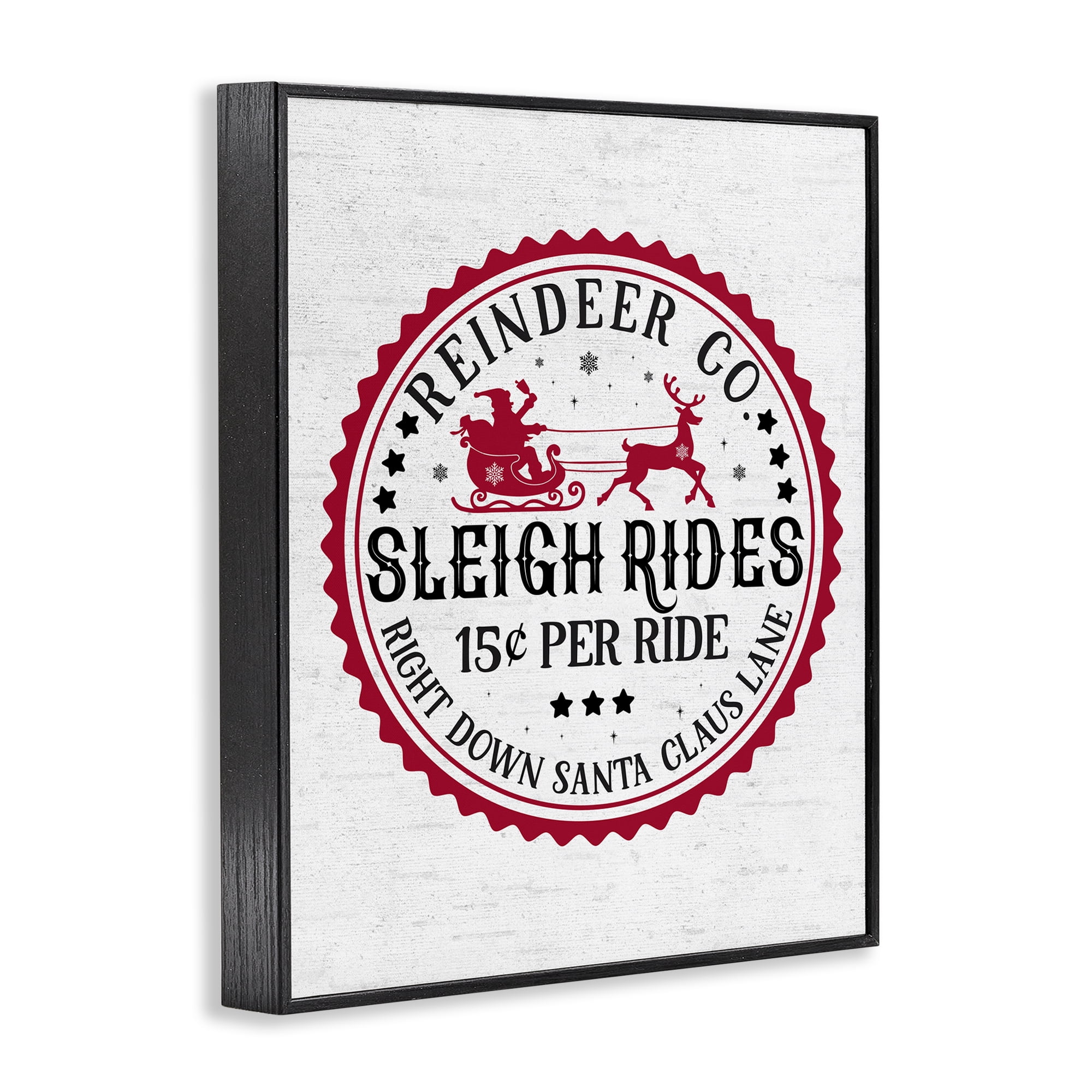Stupell Industries Vintage Sleigh Rides Holiday Painting Black Framed Art Print Wall Art, 16 x 20