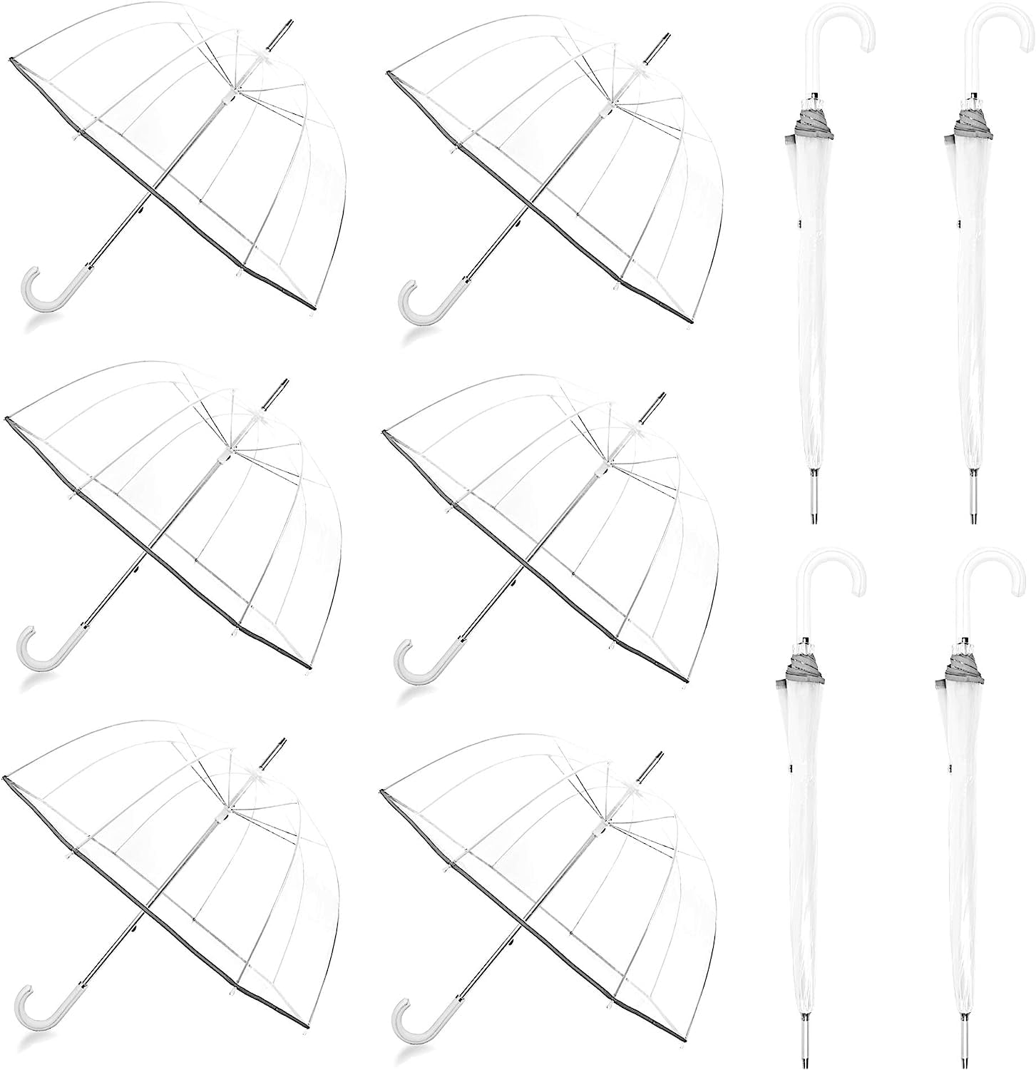 10 PACK 52 Inch Bubble Clear Umbrella for Weddings, Bulk Large Adult