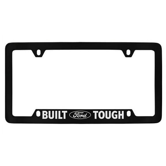 Ford Built Tough Black Coated Metal Bottom Engraved License Plate Frame Holder