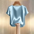thumbnail image 5 of Fewfanhot Womens Spring Tops Silk Satin Cap Short Sleeve Blouse V Neck Shirts Business Casual Outfits, 5 of 5