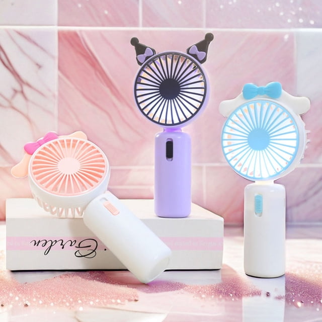 Ventilador eléctrico Kawaii Sanrio, bonito Kuromi Cinnamoroll, My Melody, portátil, de mano, multifuncional, regalos creativos para niñas3482