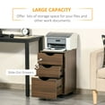 thumbnail image 3 of HOMCOM 3 Drawer Mobile File Cabinet with Wheels, Wood Filing Cabinet for Home Office, Rolling Under Desk Cabinet, Brown Wood Grain, 3 of 9