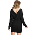 thumbnail image 2 of Love Tree Women's Surplice Ribbed Sweater Dress (M, Black), 2 of 3