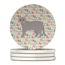 British Semi Longhair Cat Christmas Large Sandstone Coasters Pack of 4 4 in x 4 in