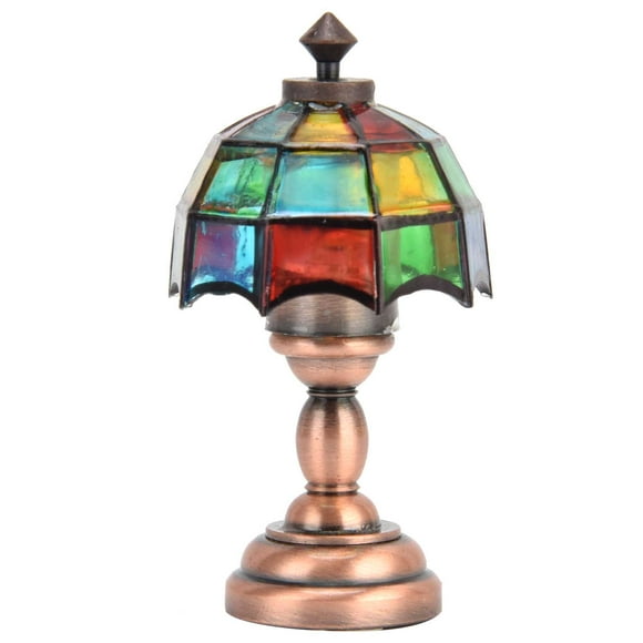 Peahefy 1:12 Dollhouse Wireless LED Desk Lamp Miniature Table Lamp With Colorful Lampshade,Dollhouse Miniature Lamp,Dollhouse Accessories